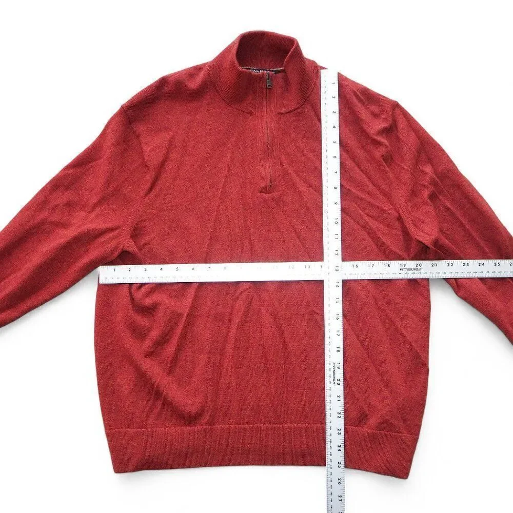 Banana Republic Franco Merino‎ 1/4-Zip Pullover Sweater Tandoori Red Men's XL